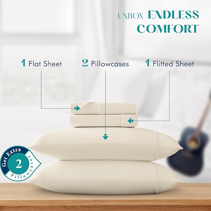 XOOX Linen 100% Egyptian Cotton Sheets California King Size - Image 3
