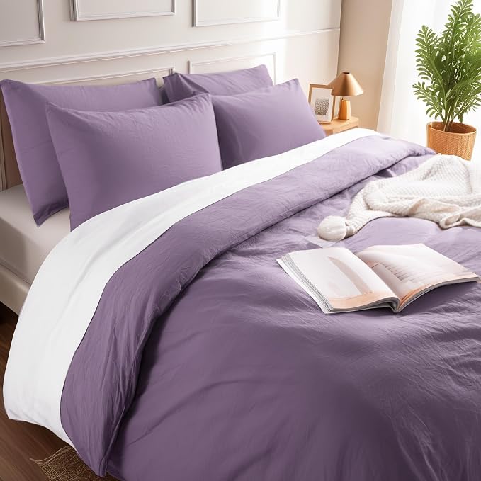 NEXHOME PRO Queen Duvet Cover Set, 100% Washed Cotton - Image 8