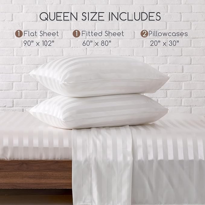 MR&HM Satin Bed Sheets, Queen Size Sheets Set - Image 2
