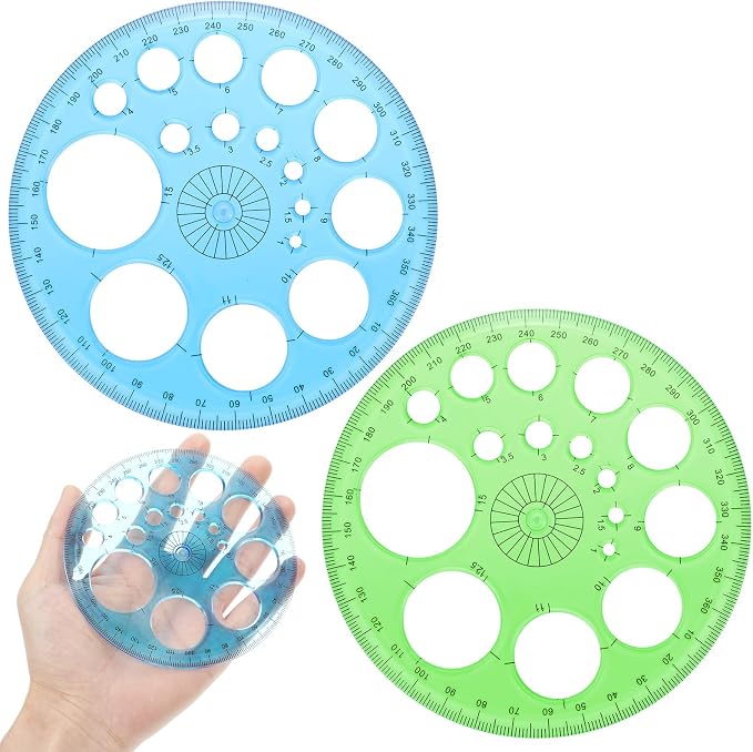 2 Pcs Circle Template for Drawing, Professional Circle Stencil Maker Ruler | by Unknown