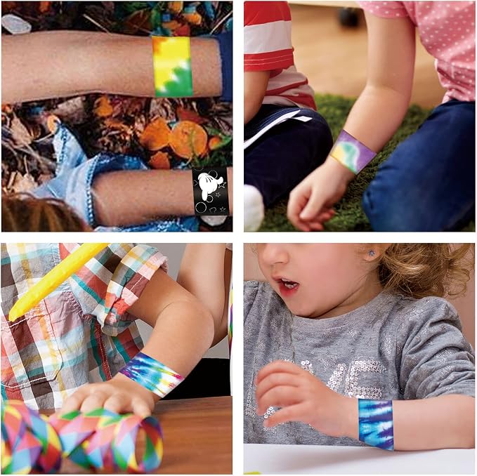 60PCS Tie Dye Party Favors Slap Bracelets, Groovy Wristbands Bracelets Goodie - Image 5