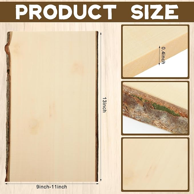 Briwooody 4 Pcak Hollow Wood Plank Live Edge Woodslab Unfinished Wood Boards - Image 2