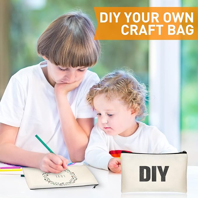 Reginary 80 Pack Canvas Zipper Makeup Bags Bulk Pencil Pouches Blank DIY Craft - Image 4