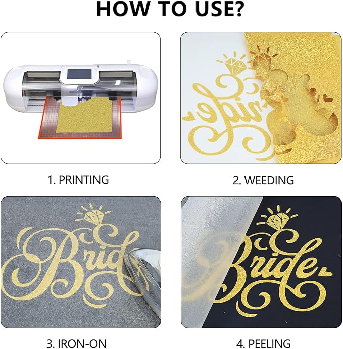 guangyintong Heat Transfer Vinyl Glitter Gold HTV Rolls, Glitter HTV Vinyl - Image 5