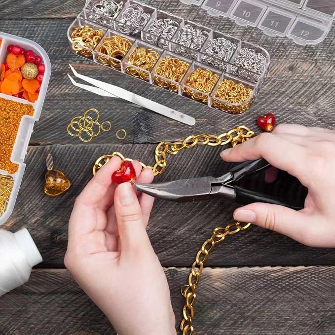 1200Pcs Silver with Pliers Jump Rings Jewelry Making Kit and Necklace Clasps - Image 7