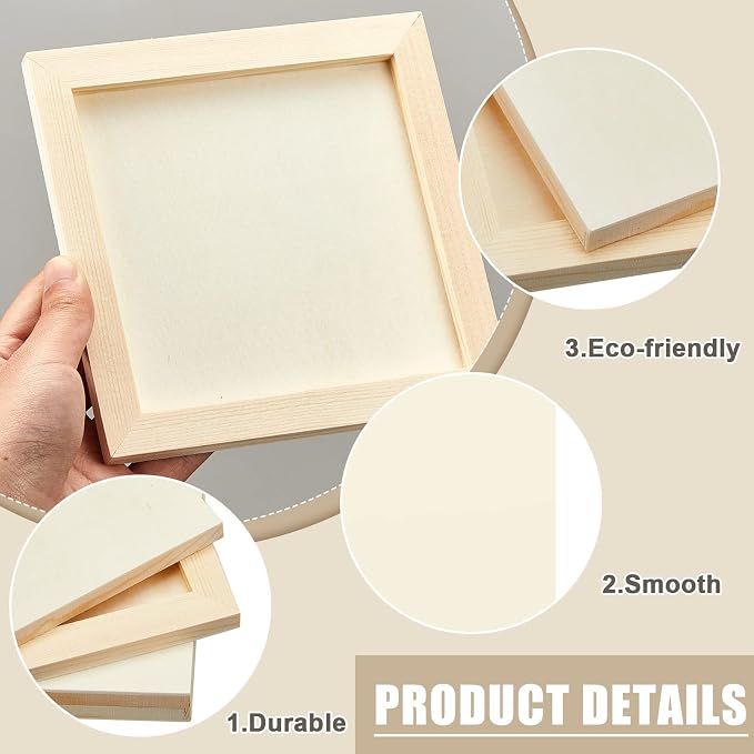 Kathfly 48 Pcs 6 x 6" Wood Panel Boards, Unfinished Wood Canvas Panels - Image 3