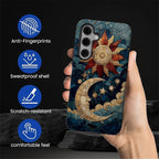 Case for Samsung Galaxy S24 FE Case, Sun Moon Stars Faux Stained Glass Design - Image 3
