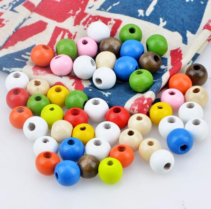 AD Beads Wood Spacer Loose Wooden Craft Beads Big Hole Beads Assorted - Image 4