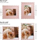 8x10 Picture Frame with Mat for 5x7, Wavy Edge Wooden Real Glass Photo Frame - Image 3