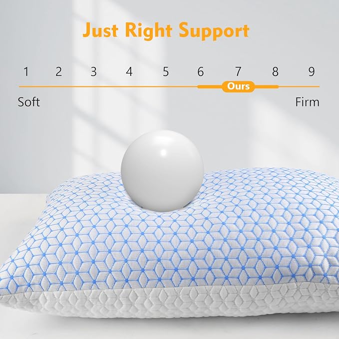 Love Attitude Shredded Memory Foam Pillows Queen Size Set of 2, Cooling Firm - Image 5