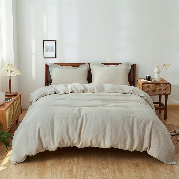 Simple&Opulence 100% Linen Duvet Cover Set 3pcs Basic Style Natural French - Image 8