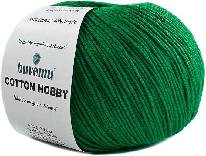 Cotton Hobby Yarn for Amigurumi Crochet & Knitting | 1.76 oz / 180 yds by buvemu