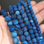 6mm Matte Blue Frosted Agate Bead, 15-Inch Matte Round Loose Stone Beads - Image 8