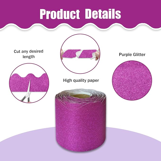 70Ft Shine Pink Bulletin Board Borders，Scalloped Poster Boards Decorations Trim - Image 3