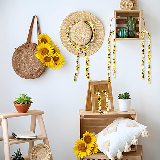 Qunclay 200 Pcs Sunflower Beads Summer Wooden Beads - Image 5