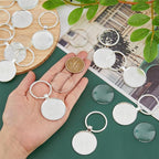 DICOSMETIC 15 Sets Keychain Pendant Tray 30mm/1.18" Platinum Alloy Cabochon - Image 3