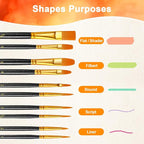 Paint Brushes Set, 16 Pack 160 Pcs Round-Pointed Tip Paintbrushes Nylon Hair - Image 4