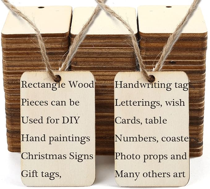 115 Pcs Unfinished Wood Pieces Rectangle-Shaped, HOOMBOOM 2 x 1.3 inch Light - Image 5