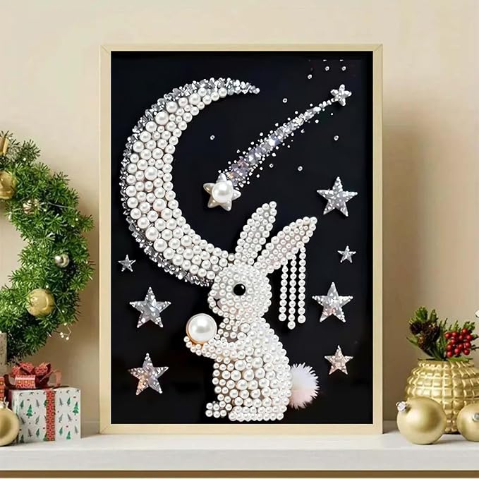Rabbit Pearl Diamond Art Kits For Adults, Diamond Painting Kit, 12 X 16 Inch - Image 3