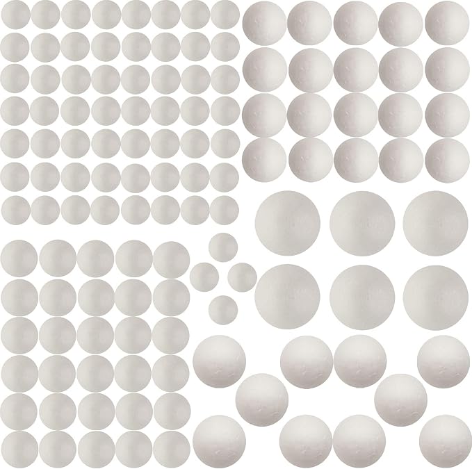 126 Pack Craft Foam Balls, 5 Sizes Including 1-2.4 Inches, Foam Balls by FFchuanhe