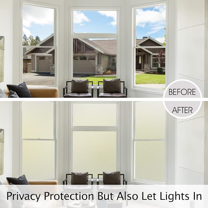 HIDBEA Frosted Window Privacy Film Heat Control UV Blocking, Static Cling - Image 3