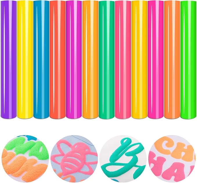 Tintnut Neon Puff HTV Vinyl, easy cut & weed, stretch washable, works by Tintnut