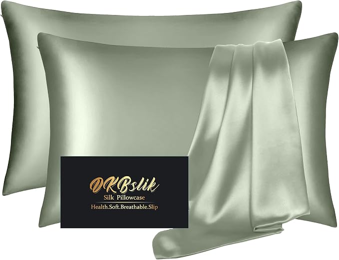 Silk Pillow Cases 2 Pack, Mulberry Silk Pillowcases Standard Set of 2, Anti Acne by HOME