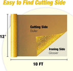 VinylRus Gold Glitter HTV Heat Transfer Vinyl Roll-12 x 10ft Gold - Image 4