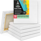 ARTEZA Stretched Canvas, 6 x 6 Inches, Blank White Square Canvas by ARTEZA
