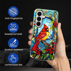 for Samsung Galaxy S26+ Case, Stained Glass Cardinal Bird Pattern Glossy 2 in 1 - Image 4