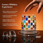 Colorful Rotating Whiskey Glasses Set of 2, 9 oz Rocks Glasses - Image 2