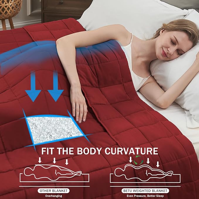 Red Weighted Blanket for Adults 20lbs, Twin Full Size Cooling Heavy Throw - Image 2