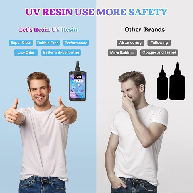 LET'S RESIN UV Resin, Upgraded 500g Crystal Clear UV Resin Hard, Low Odor - Image 3