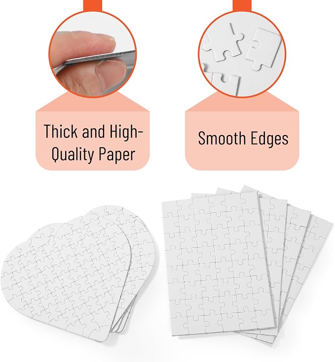 Mr. Pen- Blank Puzzle, 10 Pack | 48-Piece Rectangle & 75-Piece Heart Shaped All - Image 3
