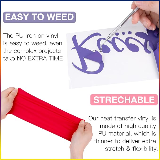 HTVRONT Red HTV Heat Transfer Vinyl Bundle: 36 Pack 12 x 10 Iron on Vinyl | Red - Image 3