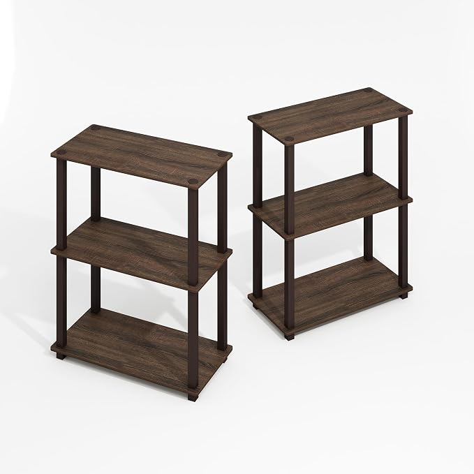 Furinno Turn-S-Tube Storage Shelves Set of 2, 3-Tier Book Shelf, Corner Shelf - Image 5