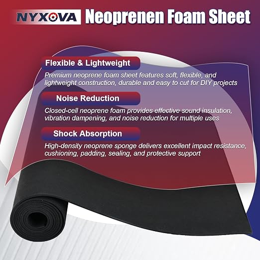 NYXOVA Neoprene Sponge Foam Sheet Roll, Closed Cell Foam Rubber Padding Without - Image 5