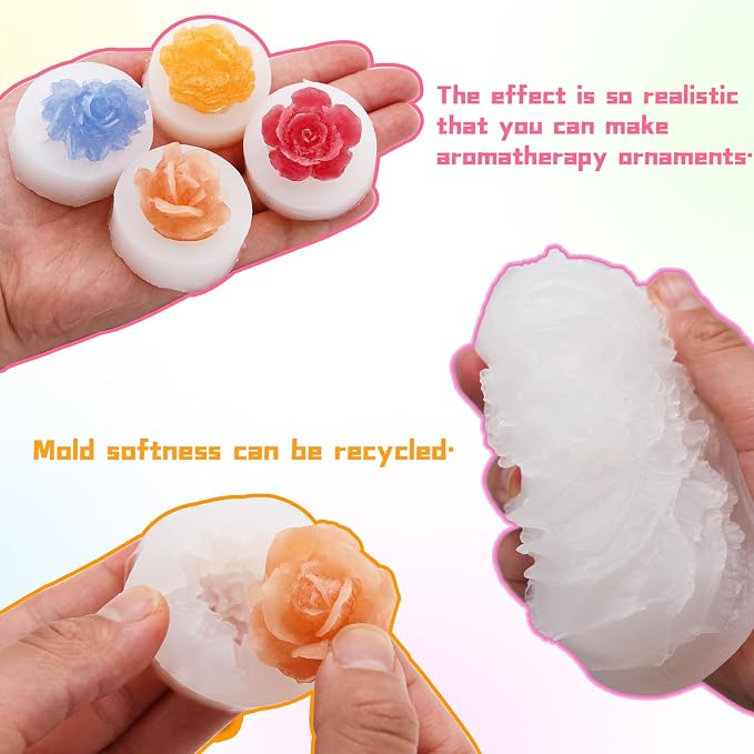 EuTengHao Peony Silicone Mold Set Flower Silicone Casting Mold Rose Resin Mold - Image 5