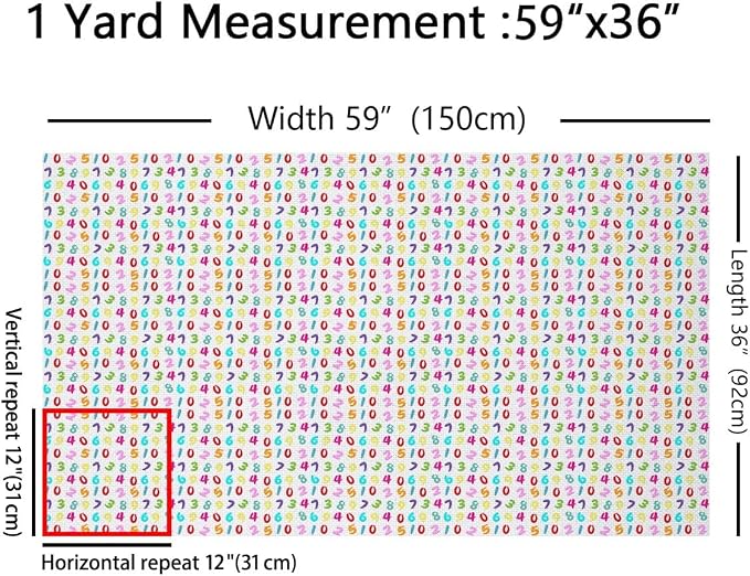 Cartoon Digit Fabric by The Yard, Colorful Digital Print Flannel Polyester - Image 2