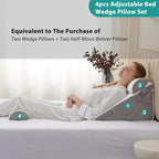 Bedluxe Adjustable 4pcs Bed Wedge Pillow Set, Memory Foam Wedge Pillows Post - Image 6