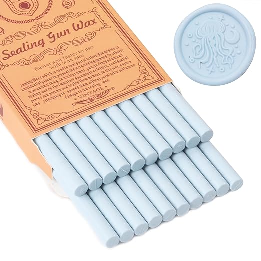 Dusty Blue Sealing Wax Sticks, WASOHLING 20Pcs Glue Gun Wax Seal Sticks by WASOHLING