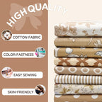Aubliss 8pcs Fat Quarter Fabric Bundles Quilting Cotton Craft Fabric Pre-Cut - Image 3
