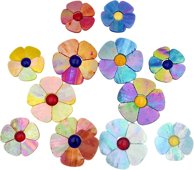 Esweny 12 Flower Stained Glass Mosaic Tiles - Image 9