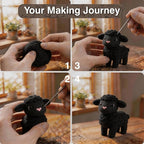 FACE N FACE DIY Needle Felting Kit Cute Black Lamb Standing – Needle Felting - Image 5