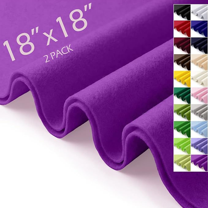 Purple Felt Fabric Sheets 18" x 18" 1.6mm Soft Craft Felt Squares | Soft Precut by AblemeDeco