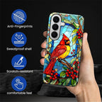 for Samsung Galaxy S26 Case, Stained Glass Cardinal Bird Pattern Glossy 2 in 1 - Image 6