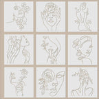 ORIGACH 9PCS 11.8x11.8inch Modern Minimalist Abstract Women Stencil, Floral - Image 7