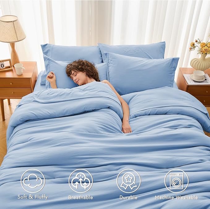 MUXHOMO 7 Pieces Full Comforter Set, Soft Bed in a Bag Full Size, All Season - Image 2
