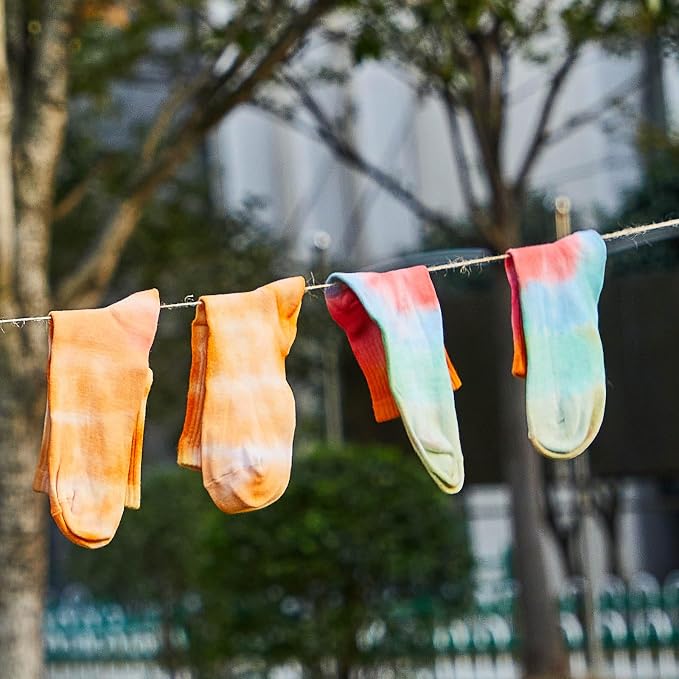 Silkfly White Cotton Socks for Tie Dye White Crew Ankle Socks Tie Dye kit Party - Image 5