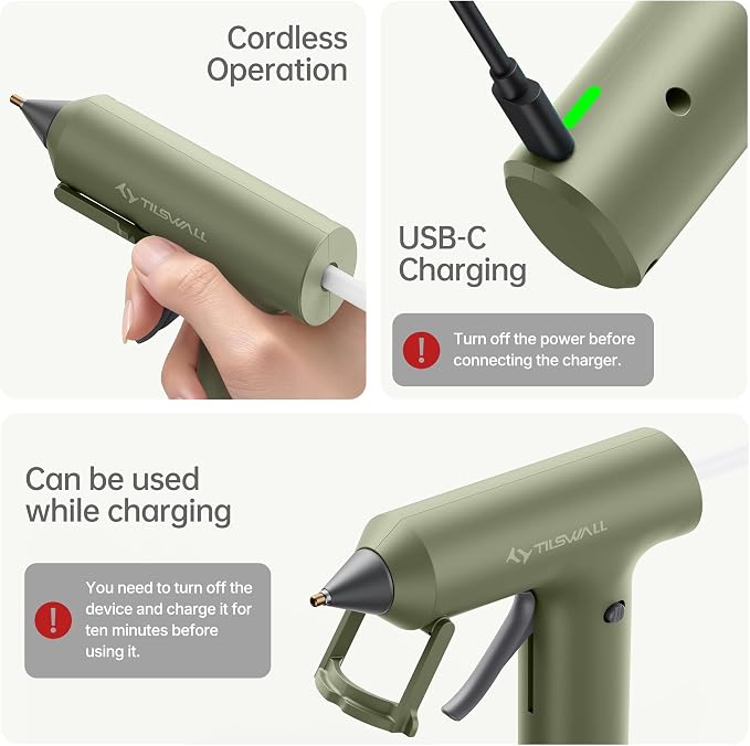 Tilswall Cordless Hot Glue Gun, Fast Preheating, Glue Gun and Sticks Set - Image 4